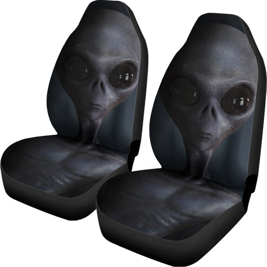 Scary Grey Alien 3D Print Universal Fit Car Seat Covers