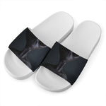 Scary Grey Alien 3D Print White Slide Sandals