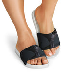 Scary Grey Alien 3D Print White Slide Sandals