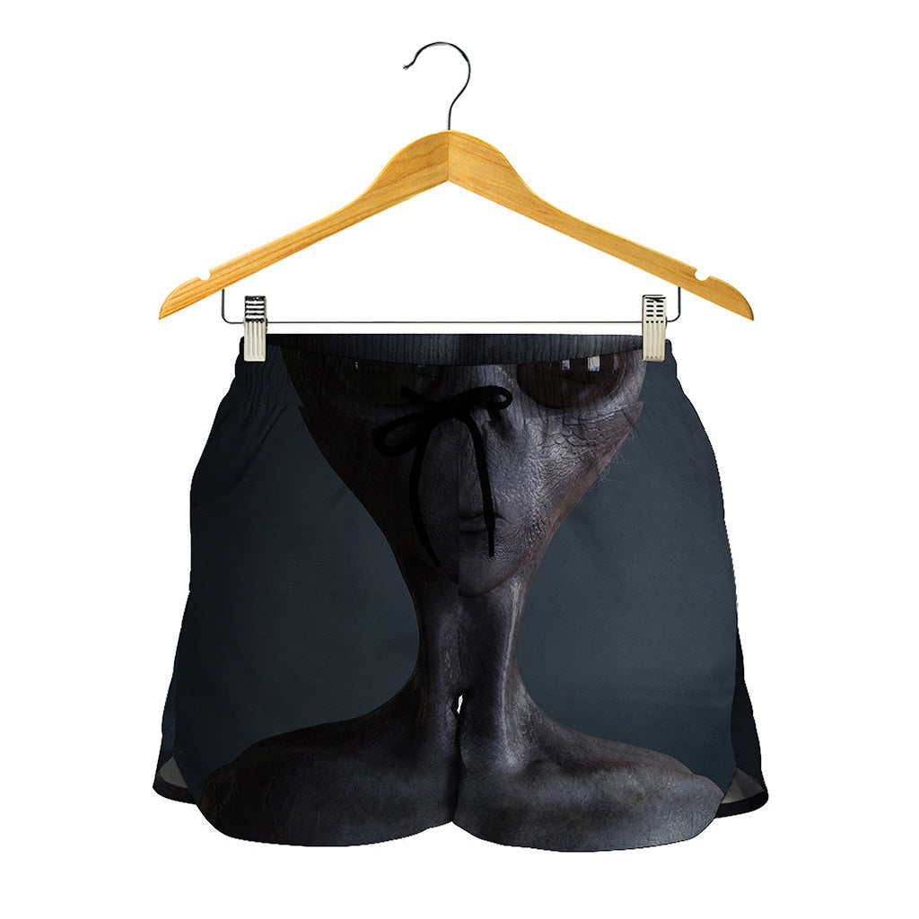 Scary Grey Alien 3D Print Women's Shorts