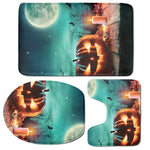 Scary Halloween Pumpkin Print 3 Piece Bath Mat Set