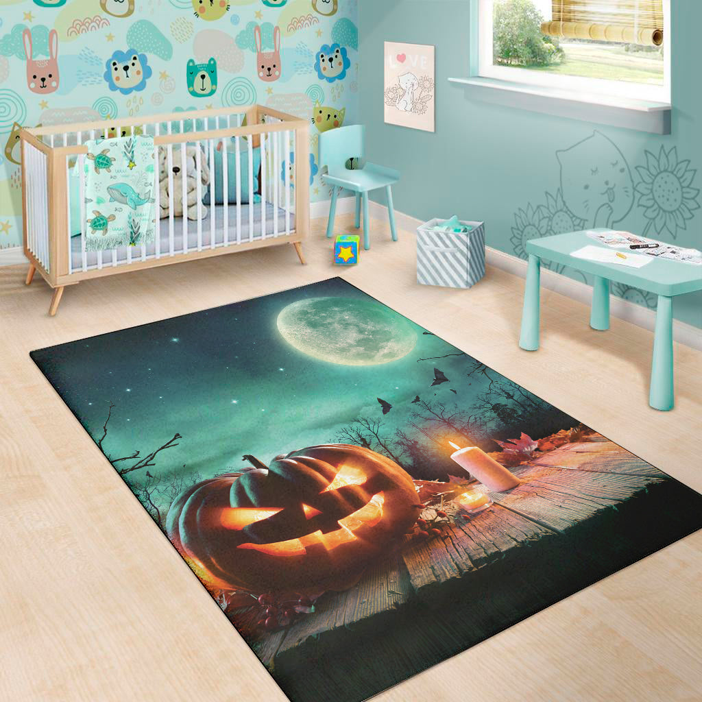 Scary Halloween Pumpkin Print Area Rug
