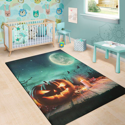 Scary Halloween Pumpkin Print Area Rug