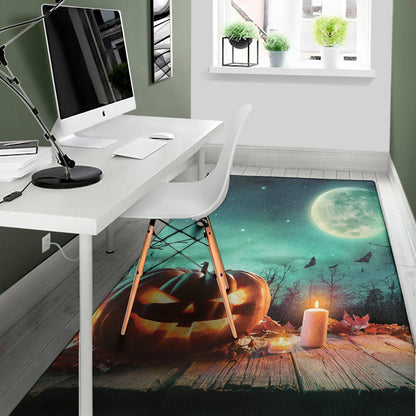 Scary Halloween Pumpkin Print Area Rug