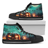 Scary Halloween Pumpkin Print Black High Top Shoes