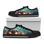 Scary Halloween Pumpkin Print Black Low Top Shoes