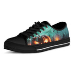 Scary Halloween Pumpkin Print Black Low Top Shoes
