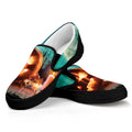 Scary Halloween Pumpkin Print Black Slip On Sneakers