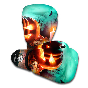 Scary Halloween Pumpkin Print Boxing Gloves