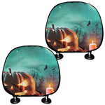 Scary Halloween Pumpkin Print Car Headrest Covers