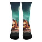 Scary Halloween Pumpkin Print Crew Socks