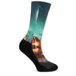 Scary Halloween Pumpkin Print Crew Socks