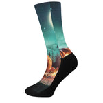 Scary Halloween Pumpkin Print Crew Socks