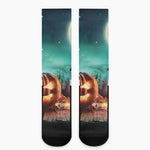 Scary Halloween Pumpkin Print Crew Socks