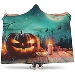 Scary Halloween Pumpkin Print Hooded Blanket