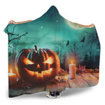 Scary Halloween Pumpkin Print Hooded Blanket