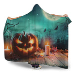 Scary Halloween Pumpkin Print Hooded Blanket
