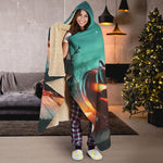 Scary Halloween Pumpkin Print Hooded Blanket