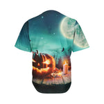 Scary Halloween Pumpkin Print Men's Baseball Jersey