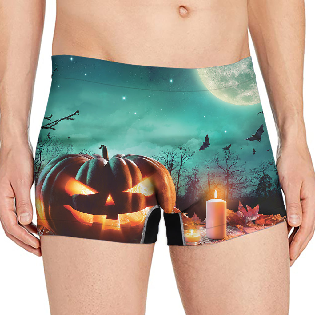 Scary Halloween Pumpkin Print Men's Boxer Briefs