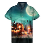 Scary Halloween Pumpkin Print Men's Short Sleeve Shirt