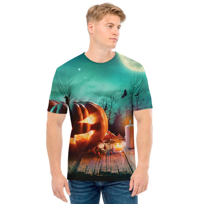 Scary Halloween Pumpkin Print Men's T-Shirt