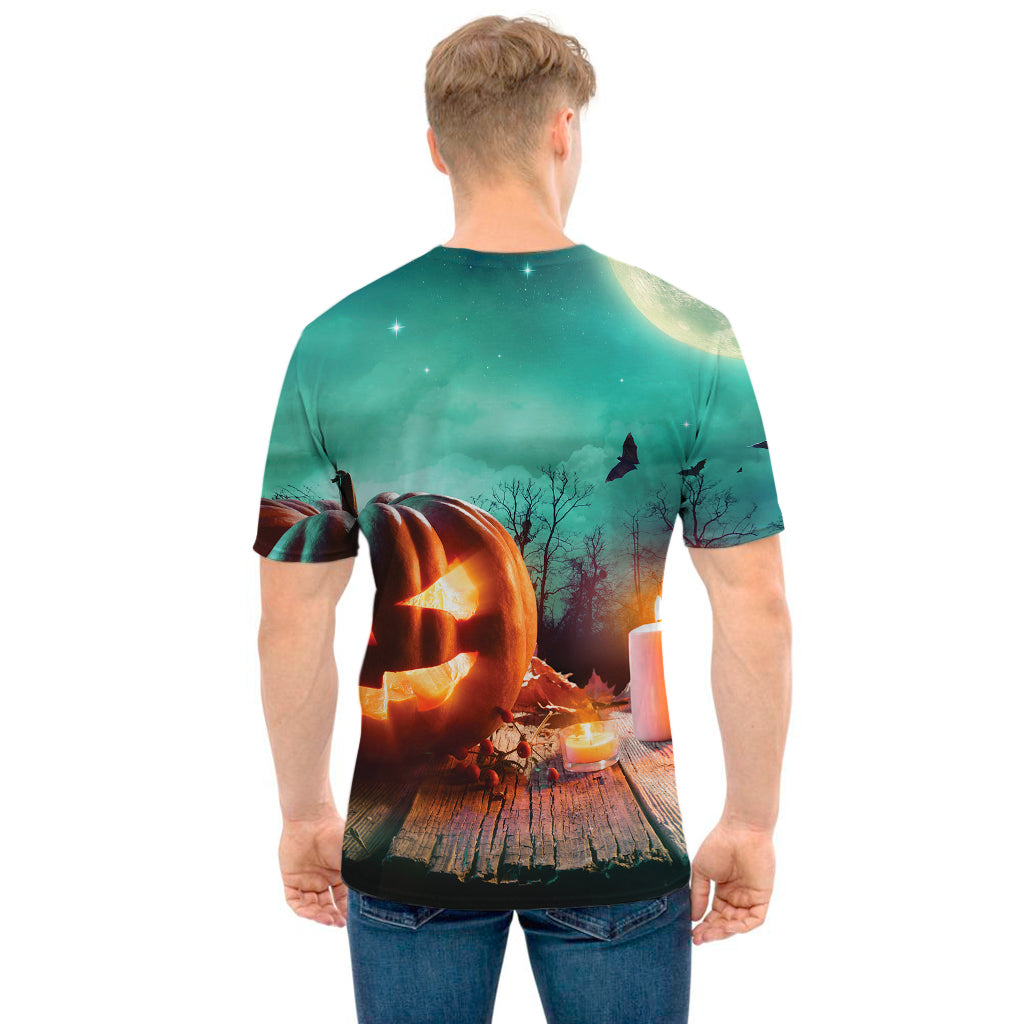 Scary Halloween Pumpkin Print Men's T-Shirt