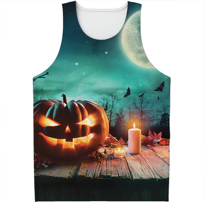 Scary Halloween Pumpkin Print Men's Tank Top