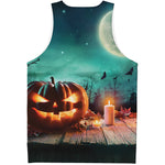 Scary Halloween Pumpkin Print Men's Tank Top