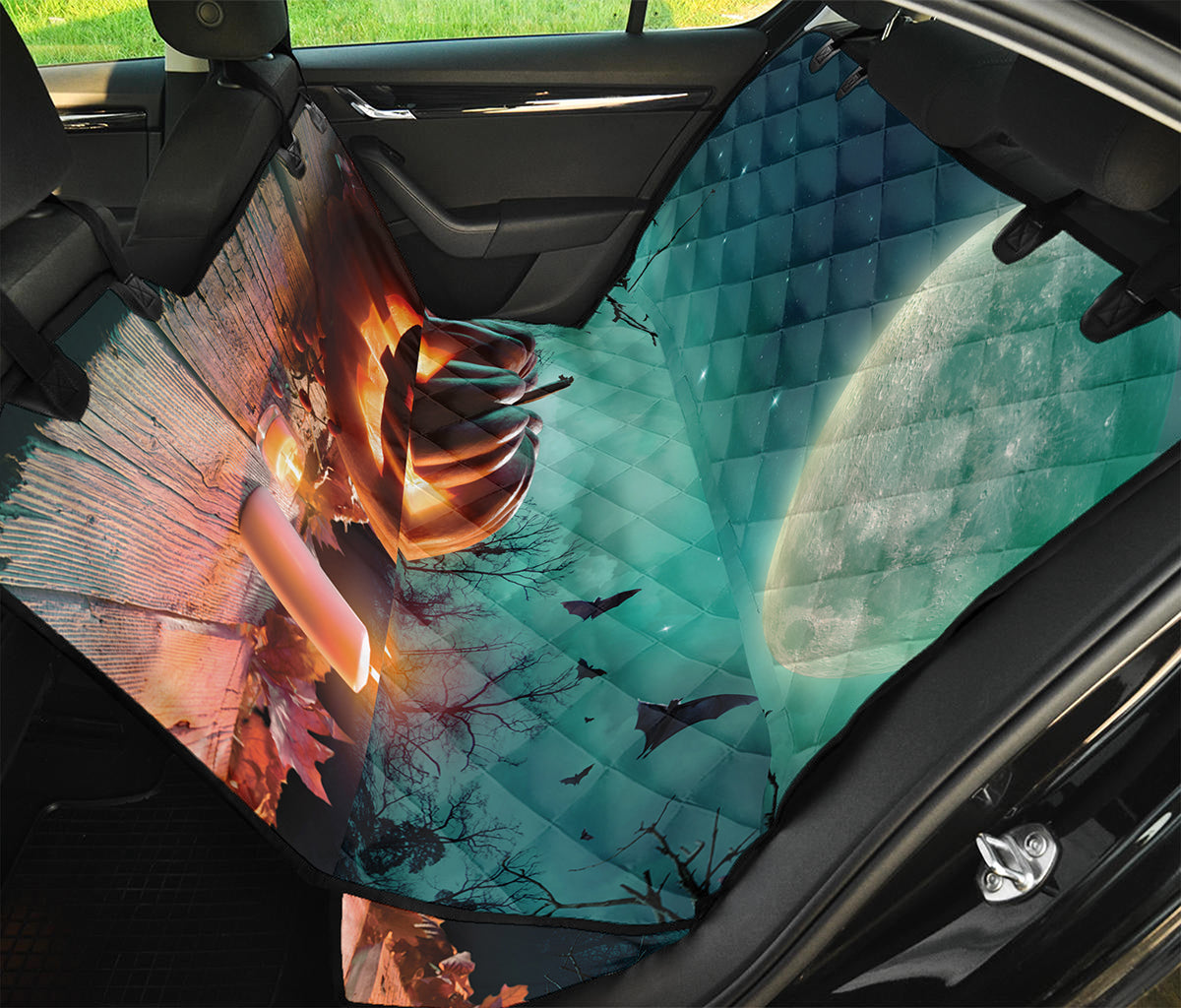 Scary Halloween Pumpkin Print Pet Car Back Seat Cover