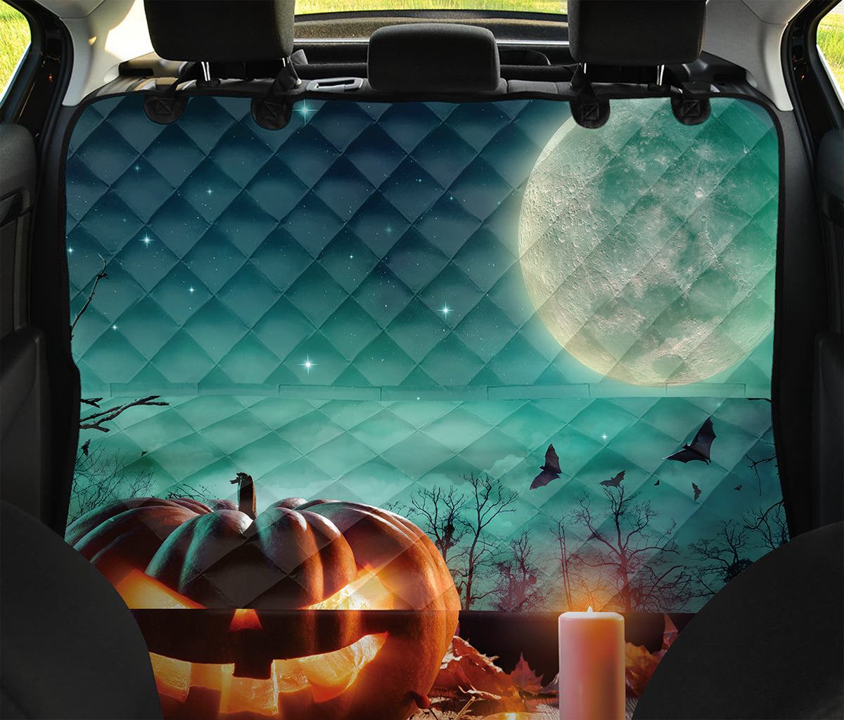 Scary Halloween Pumpkin Print Pet Car Back Seat Cover