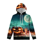 Scary Halloween Pumpkin Print Pullover Hoodie