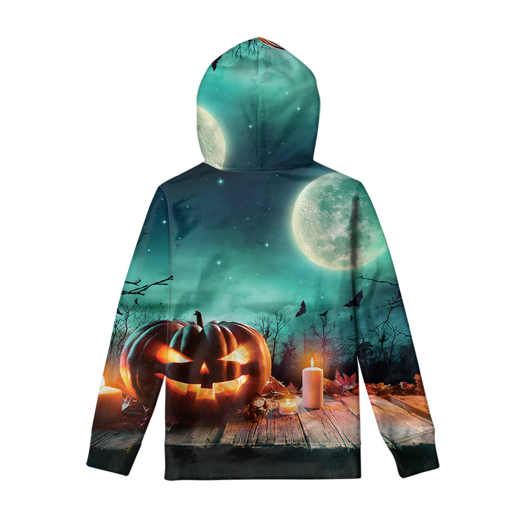 Scary Halloween Pumpkin Print Pullover Hoodie