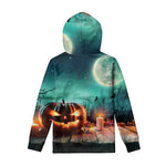 Scary Halloween Pumpkin Print Pullover Hoodie