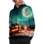 Scary Halloween Pumpkin Print Pullover Hoodie