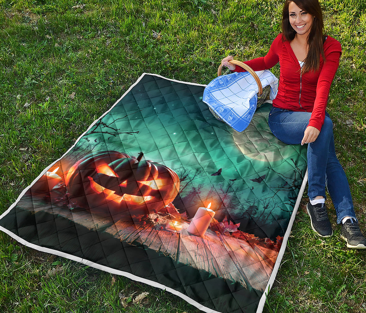 Scary Halloween Pumpkin Print Quilt