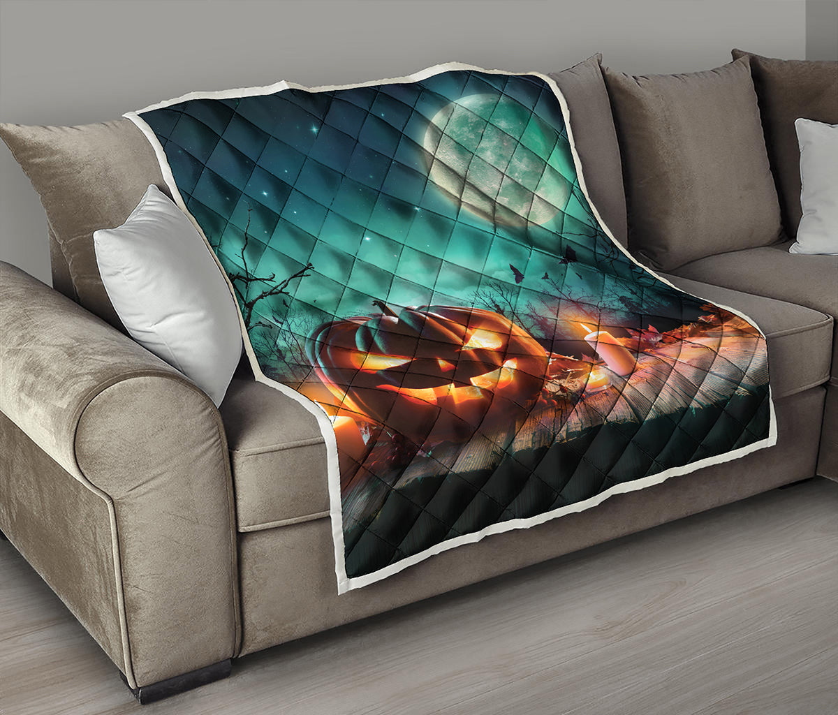 Scary Halloween Pumpkin Print Quilt