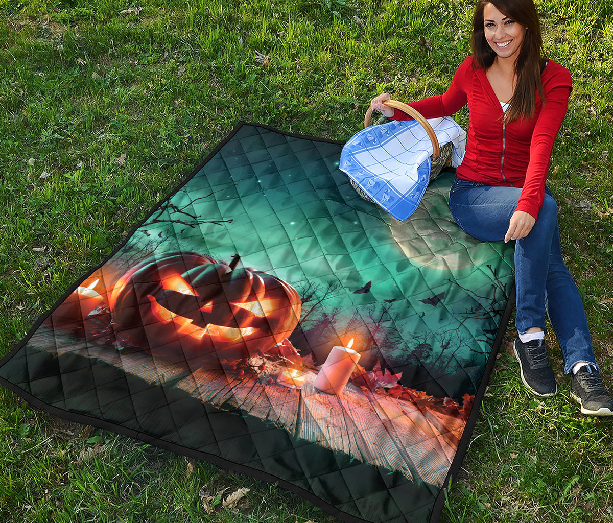 Scary Halloween Pumpkin Print Quilt