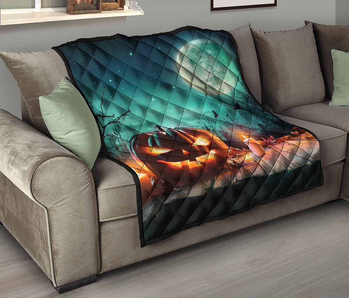 Scary Halloween Pumpkin Print Quilt