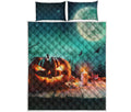 Scary Halloween Pumpkin Print Quilt Bed Set