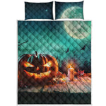 Scary Halloween Pumpkin Print Quilt Bed Set
