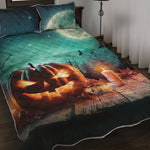Scary Halloween Pumpkin Print Quilt Bed Set
