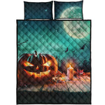Scary Halloween Pumpkin Print Quilt Bed Set
