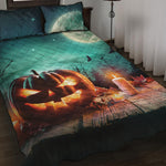 Scary Halloween Pumpkin Print Quilt Bed Set