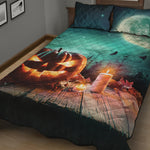 Scary Halloween Pumpkin Print Quilt Bed Set