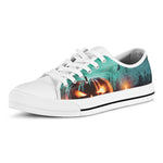 Scary Halloween Pumpkin Print White Low Top Shoes