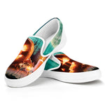 Scary Halloween Pumpkin Print White Slip On Shoes