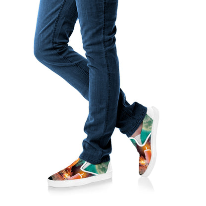 Scary Halloween Pumpkin Print White Slip On Shoes