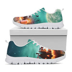Scary Halloween Pumpkin Print White Sneakers