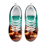 Scary Halloween Pumpkin Print White Sneakers